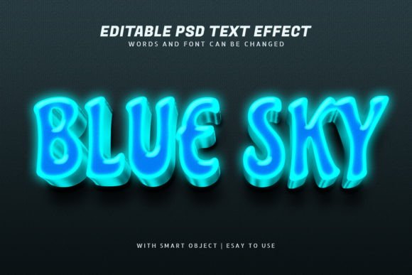 Download Blue Sky 3d Glow Text Effect Editable - Premium Resources