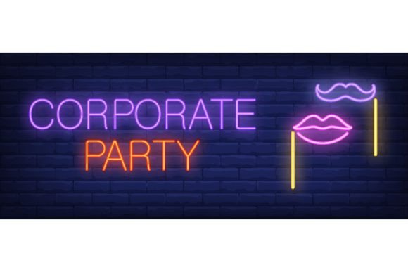 Download Corporate Party Neon Sign. Glowing Inscr - Premium Resources