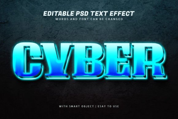 Download Cyber 3d Blue Glow Text Effect Editable - Premium Resources